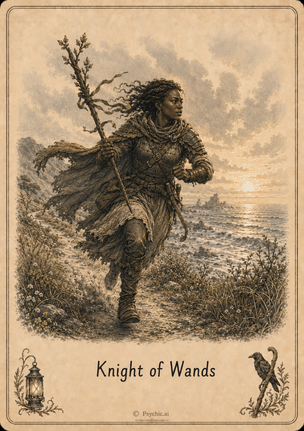 Knight of Wands tarot card illustration